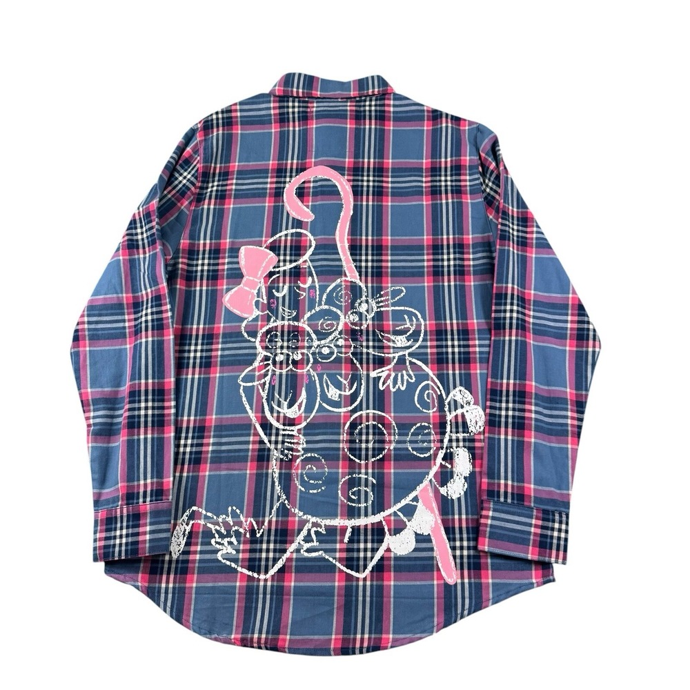 Disney Pixar Toy Story 4 Bo Peep Cakeworthy Blue & Pink Adult Flannel Shirt S